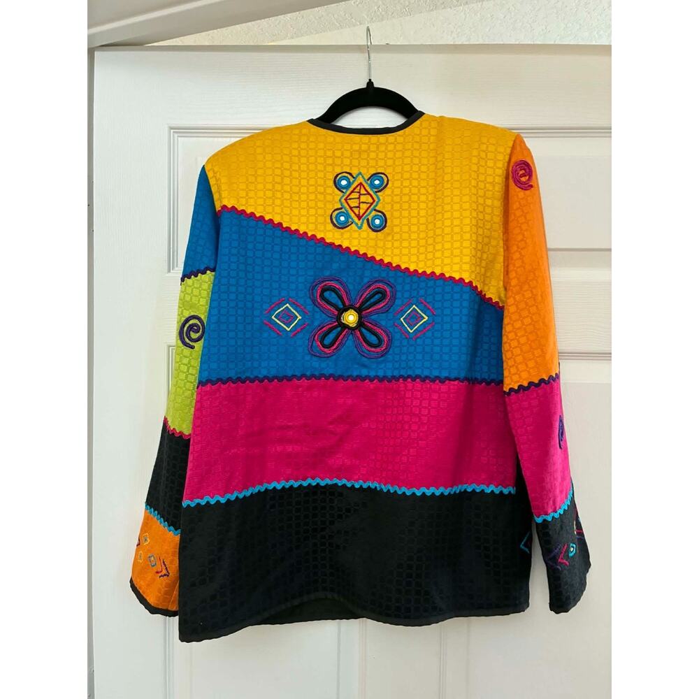 Patchington Colorful Embroidered Patchwork Jacket… - image 3